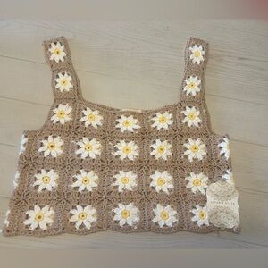 NWT Altar’d State crochet crop tank in floral size L